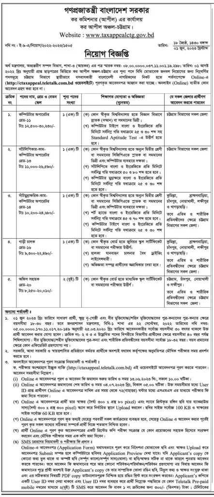 income tax job circular 2023